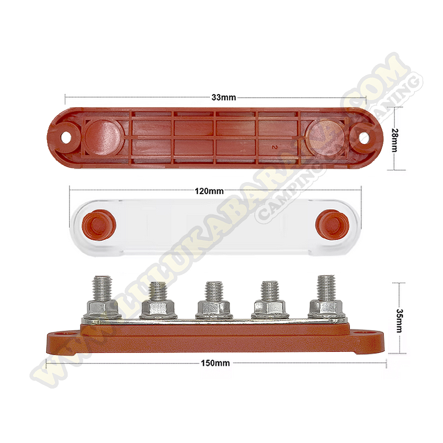 Busbar 150A 5P M8 Rojo