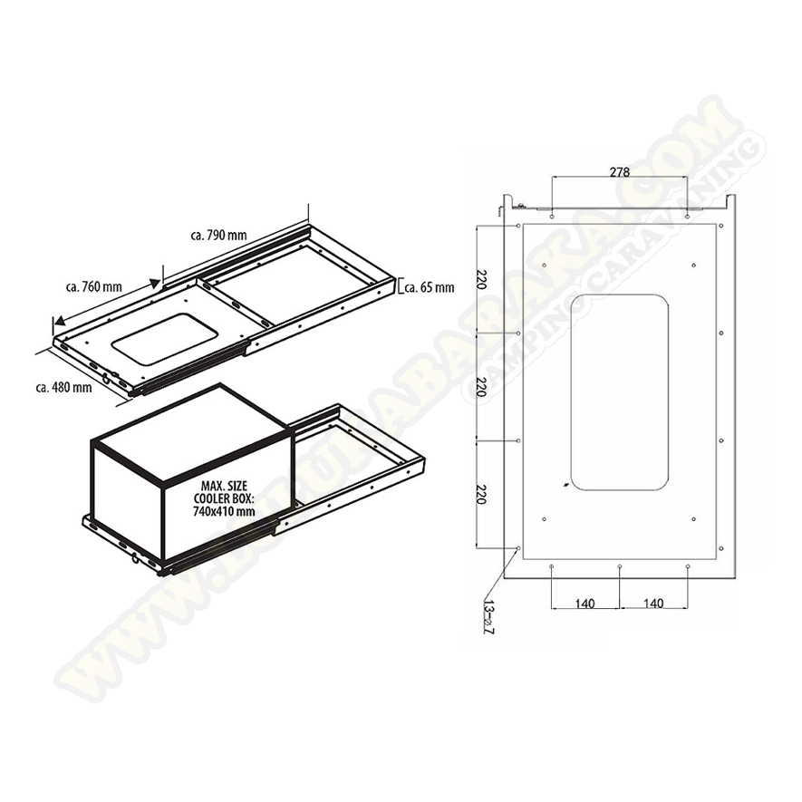 Base deslizante para neveras (base 74x41cm)