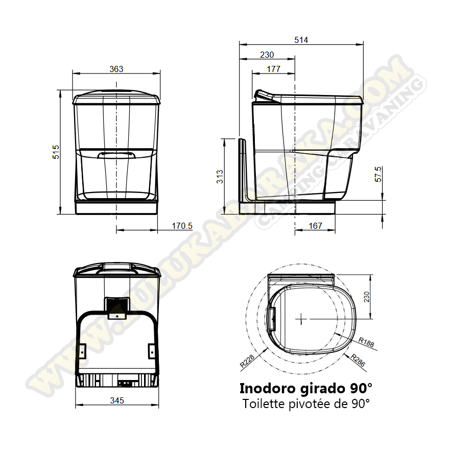 Inodoro sin agua Clesana C1 con adaptador en L