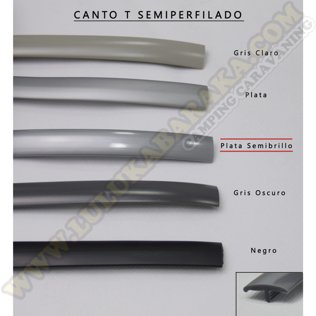 Canto T semiperfilado plata semibrillo 5 m.