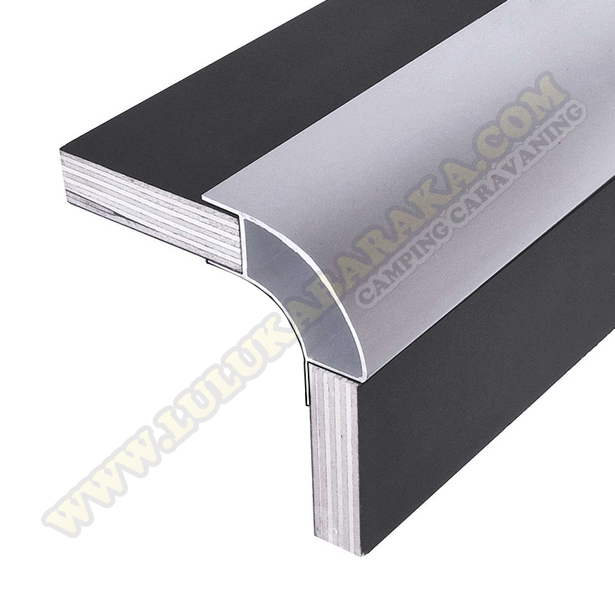 Perfil aluminio 2 m. angulo abierto con borde