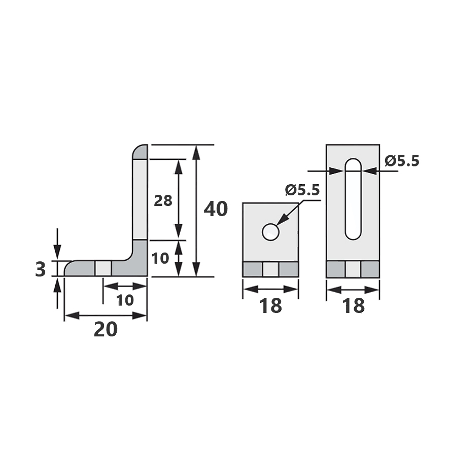 Grapa estrecha para perfil de aluminio