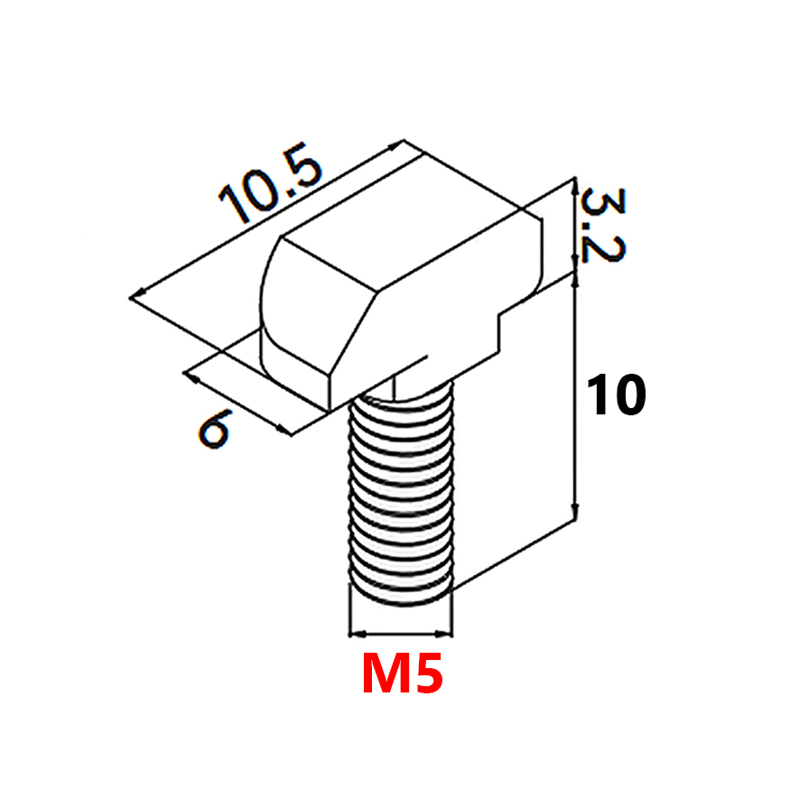Perno para ranura en T para perfil de aluminio