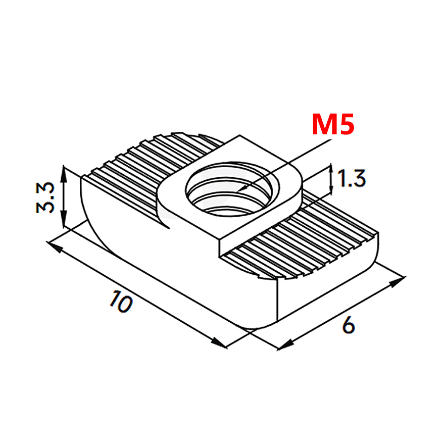 Tuerca en T de inserción para perfil de aluminio