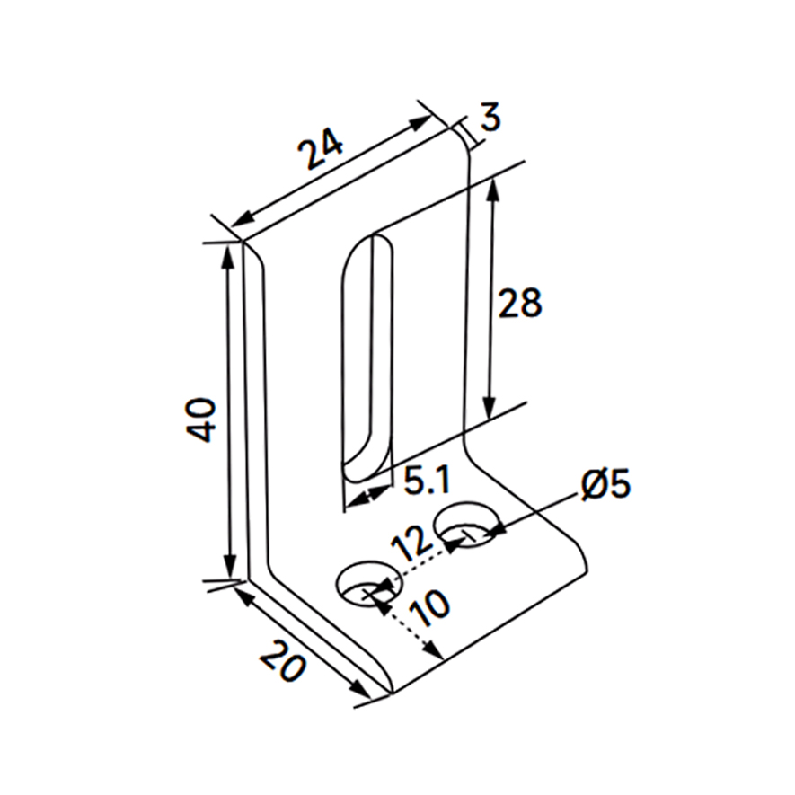 Grapa mediana para perfil de aluminio