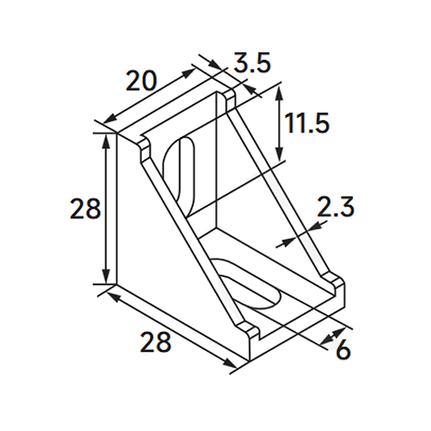 Escuadra grande para perfil de aluminio