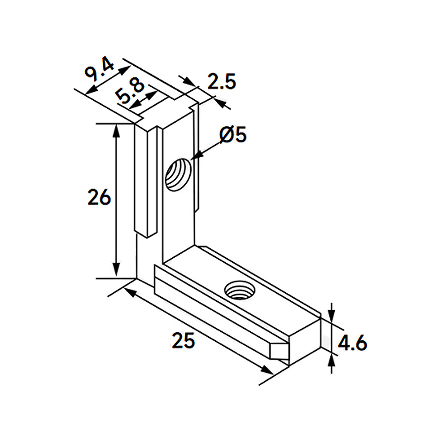 Conector interior para perfil de aluminio