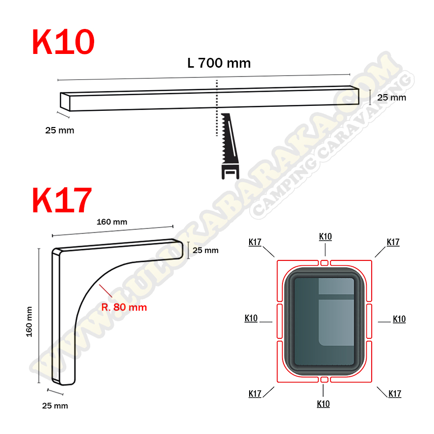 Perfiles en PVC para ventanas R80 (a escoger)
