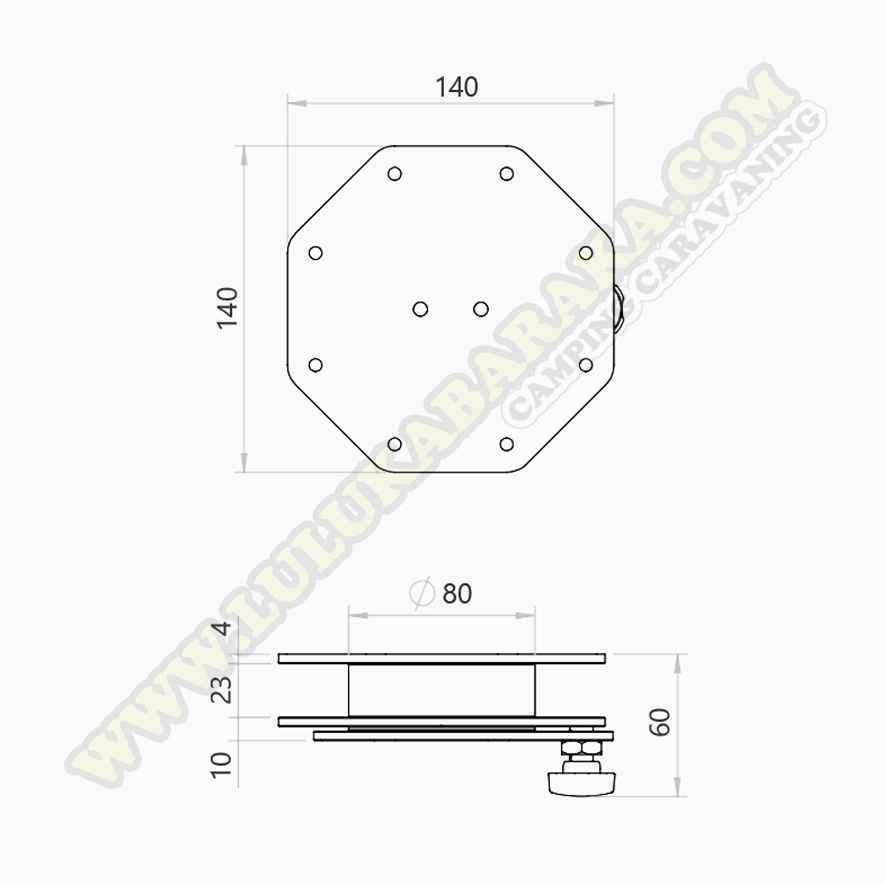 Sistema giratorio para extensión mesa